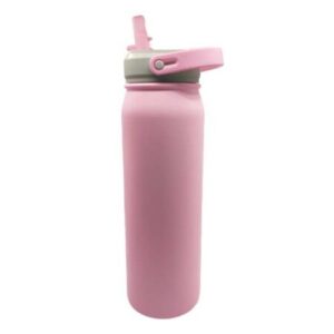 Botella 700ml térmica Rosa con pajilla Acero inoxidable 304 (Grabado Láser)