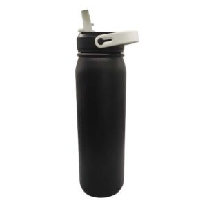 Botella 700ml térmica Negra con pajilla Acero inoxidable 304 (Grabado Láser)