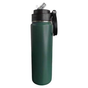 Botella 700ml térmica Verde Musgo con agarradera y pajilla Acero inoxidable 304 (Grabado Láser)