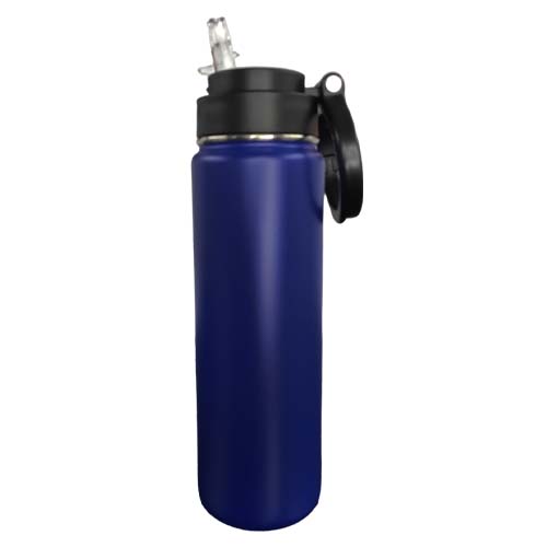 Botella 700ml térmica Azul Navy con agarradera y pajilla Acero inoxidable 304 (Grabado Láser)