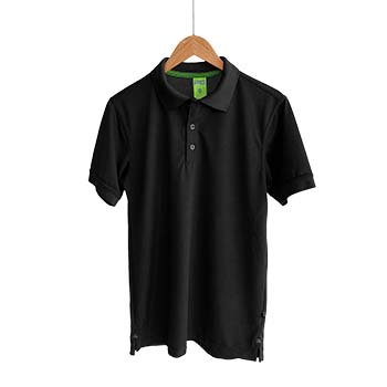 Camiseta tipo Polo tela Piqué 100% poliéster para Caballero – Negro