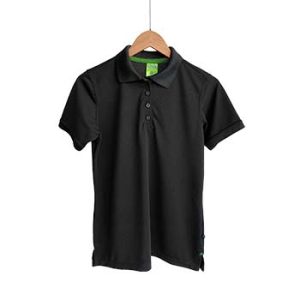 Camiseta tipo Polo tela Piqué 100% poliéster para Dama – Negro