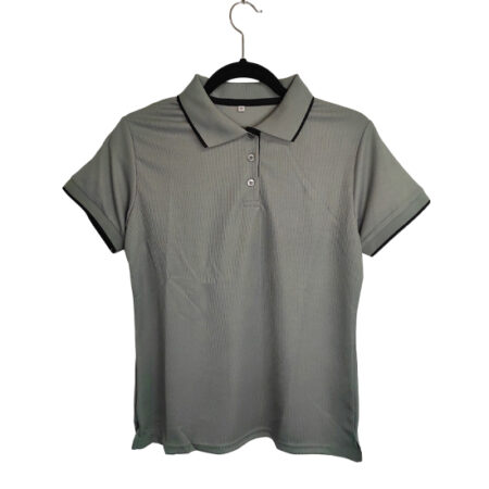Camiseta tipo Polo tela Waffit 100% poliéster para Dama - Gris