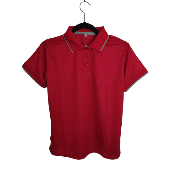Camiseta tipo Polo tela Waffit 100% poliéster para Dama – Rojo