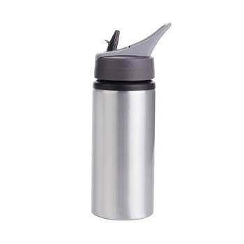 Botella plateada aluminio 500ml con agarradera