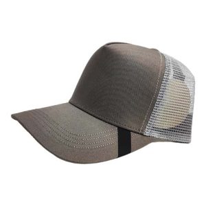 Gorra de malla gris con visera curva gris y frente gris