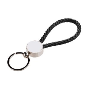 LLAVERO METALICO CON TRENZA DE CUERO