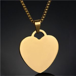 Collar con dije corazón dorado de acero inoxidable