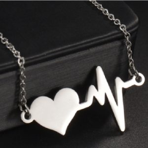 Collar latido de corazón plata de acero inoxidable