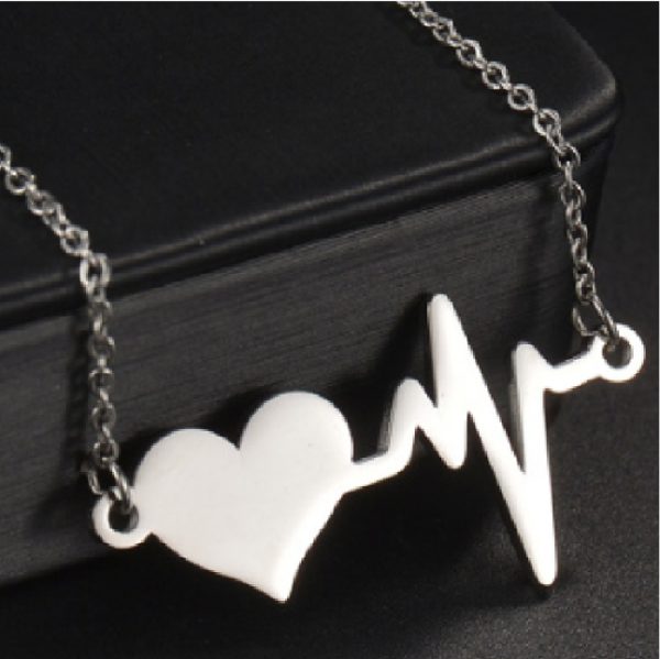 Collar latido de corazón plata de acero inoxidable