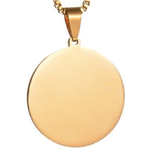 Dije circular dorado de acero inoxidable