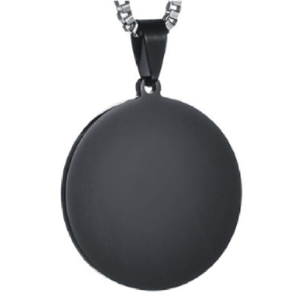 dije circular negro de acero inoxidable