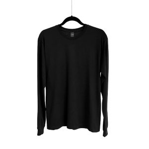 Camiseta de Algodón cuello redondo manga larga para Unisex – Negro – Bones.