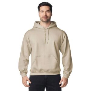 SUDADERA BEIGE CERRADA CON GORRO GILDAN