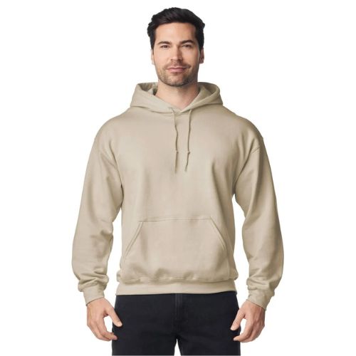 SUDADERA BEIGE CERRADA CON GORRO GILDAN