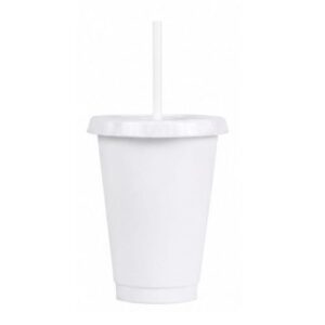 VASO PLASTICO BLANCO CON PAJILA 16 ONZ X UNIDAD- 3991