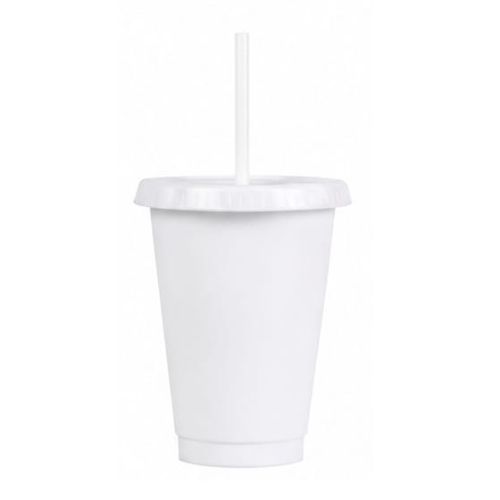 VASO PLASTICO BLANCO CON PAJILA 16 ONZ X UNIDAD- 3991