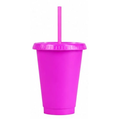 VASO PLASTICO MORADO CON PAJILA 16 ONZ X UNIDAD- 3992