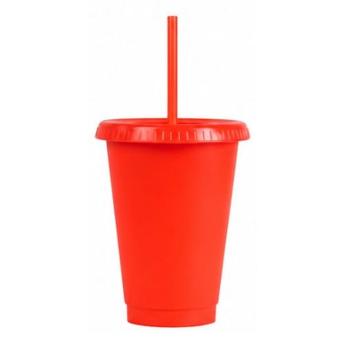 VASO PLASTICO ROJO CON PAJILA 16 ONZ X UNIDAD- 3993