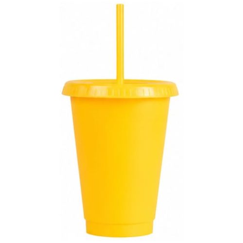 VASO PLASTICO AMARILLO CON PAJILA 16 ONZ X UNIDAD- 3994