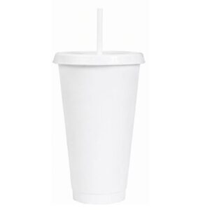 VASO PLASTICO BLANCO CON PAJILA 24 ONZ X UNIDAD- 3997