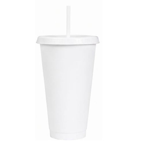 VASO PLASTICO BLANCO CON PAJILA 24 ONZ X UNIDAD- 3997