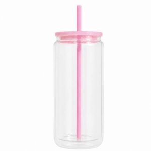 VASO PLASTICO TAPA ROSA RELLENABLE CON PAJILLA - 4060