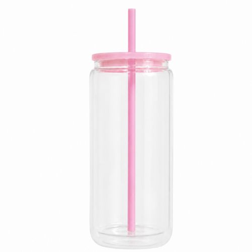 VASO PLASTICO TAPA ROSA RELLENABLE CON PAJILLA - 4060