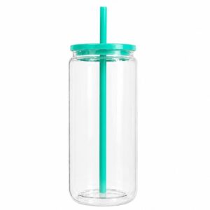 VASO PLASTICO TAPA TURQUESA RELLENABLE CON PAJILLA - 4062