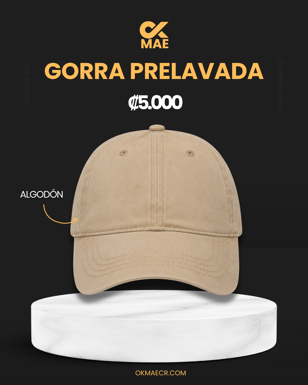 GORRAS PRELAVADAS DE ALGODON